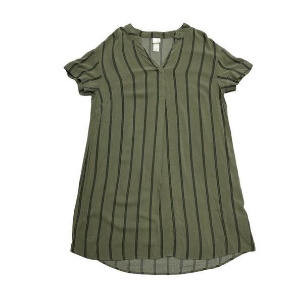 H&M Tunic beach shirt striped dress green olive size 4 woman’s - Picture 12 of 12